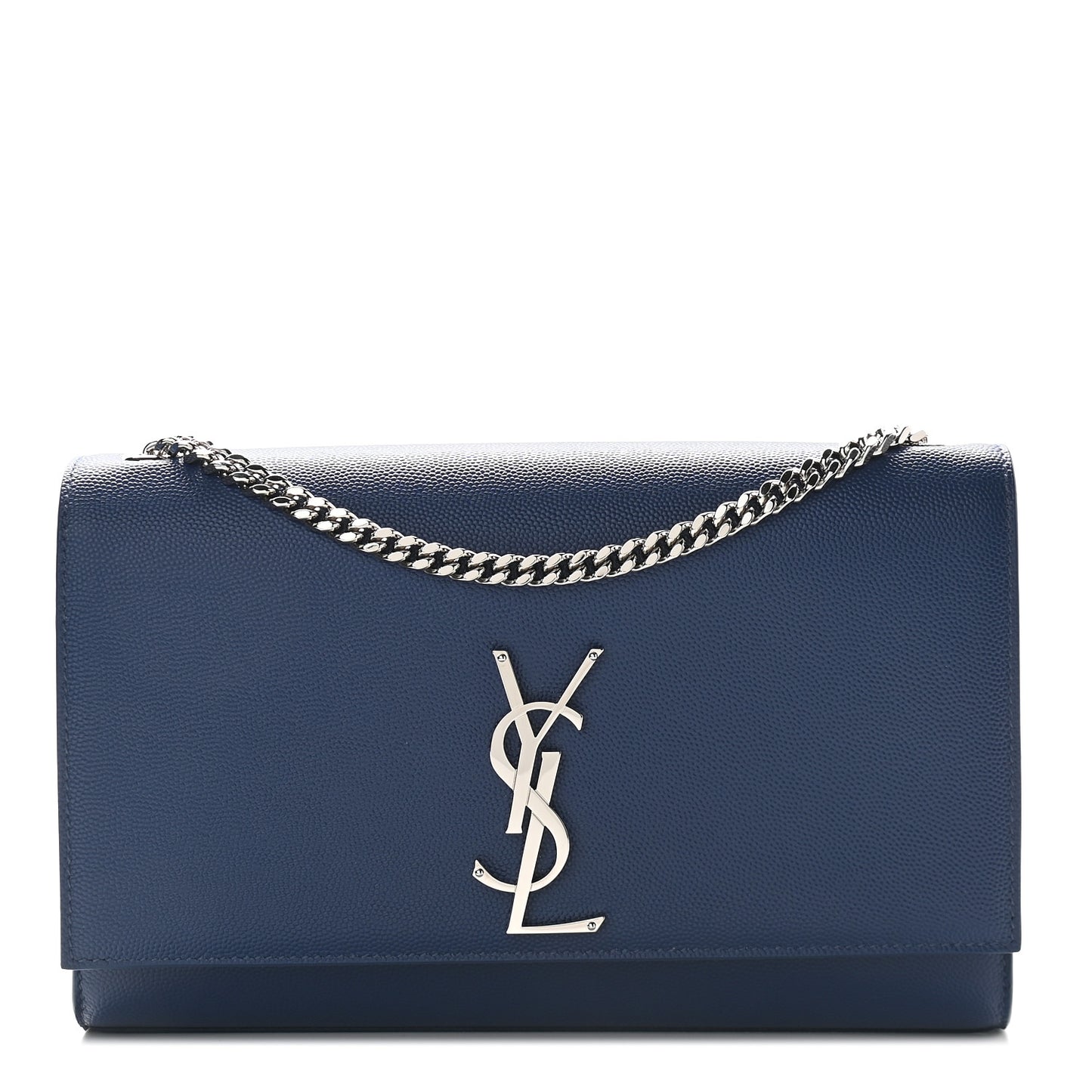 Grain De Poudre Medium Classic Monogram Kate Satchel Denim Blue