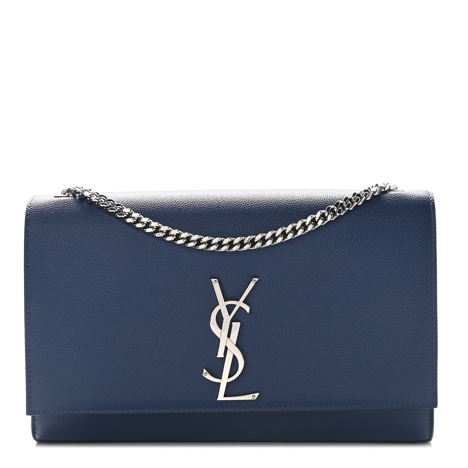 Saint Laurent Grain De Poudre Medium Classic Monogram Kate Satchel Denim Blue 1 of 7