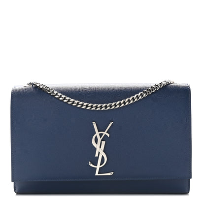 Saint Laurent Grain De Poudre Medium Classic Monogram Kate Satchel Denim Blue 1 of 7