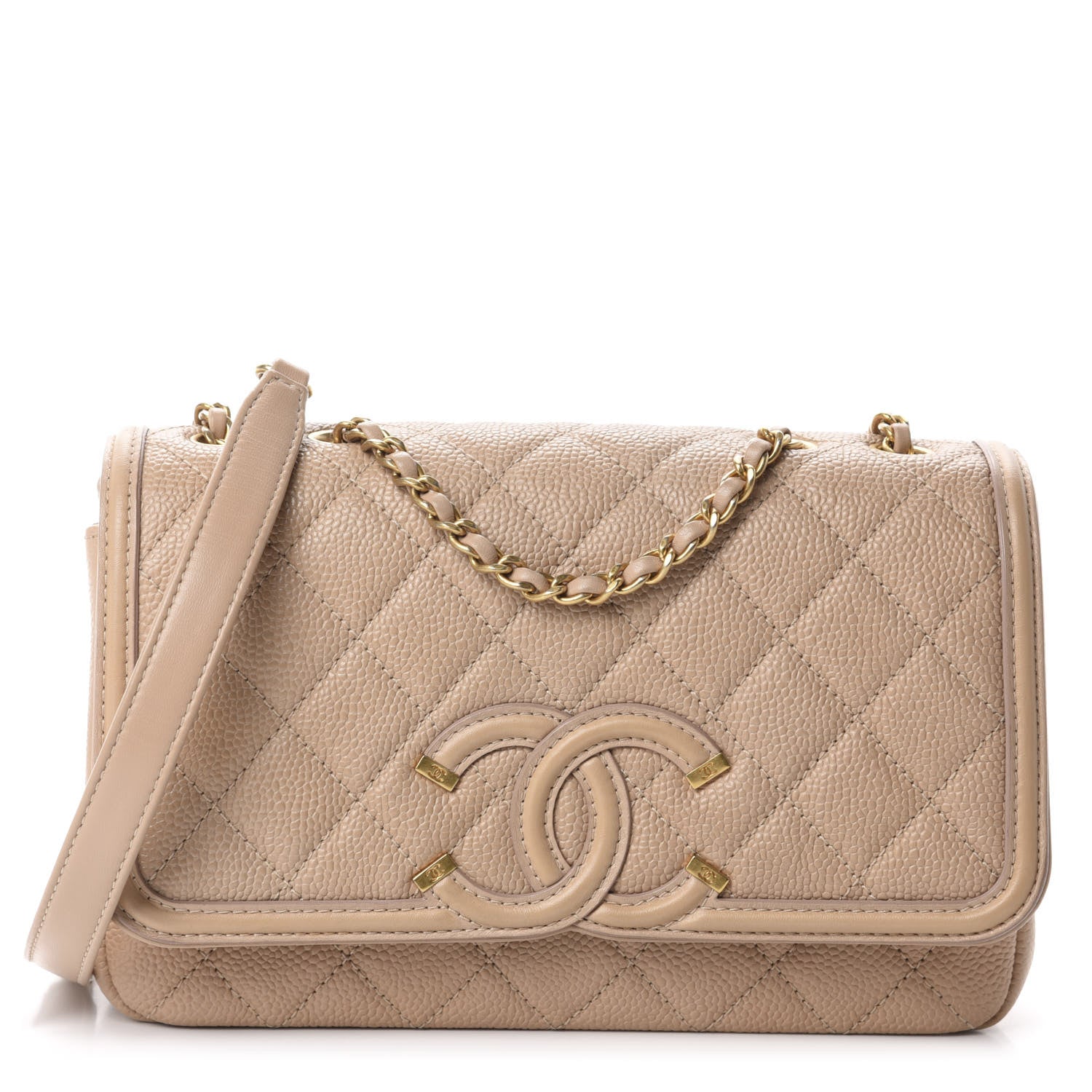 Chanel Caviar Quilted Small CC Filigree Flap Beige 1 of 11