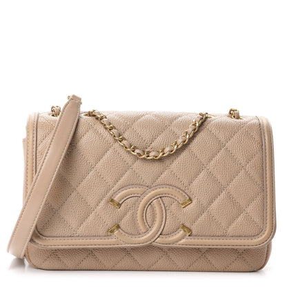 Chanel Caviar Quilted Small CC Filigree Flap Beige 1 of 11