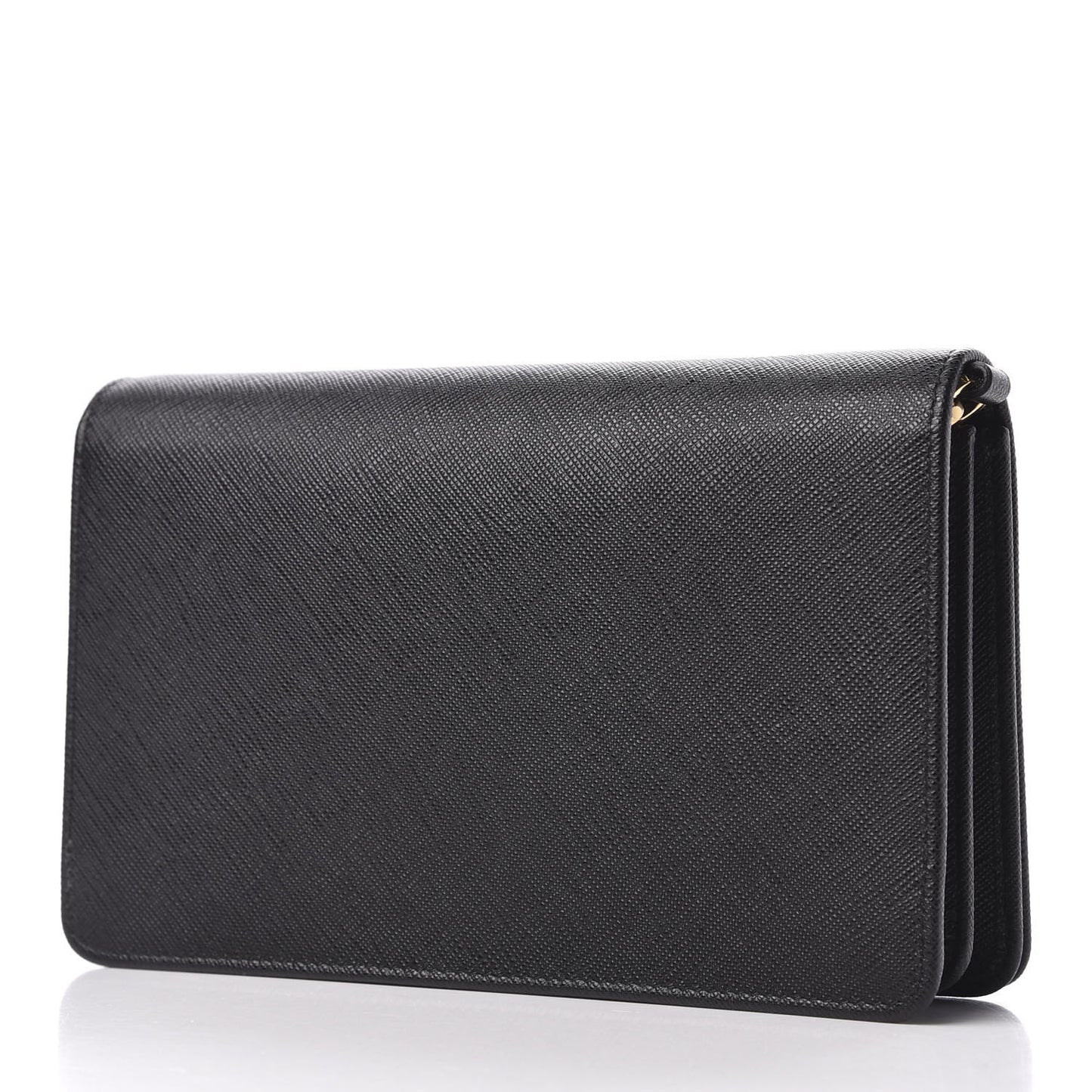 Saffiano Lux Monochrome Chain Wallet Black