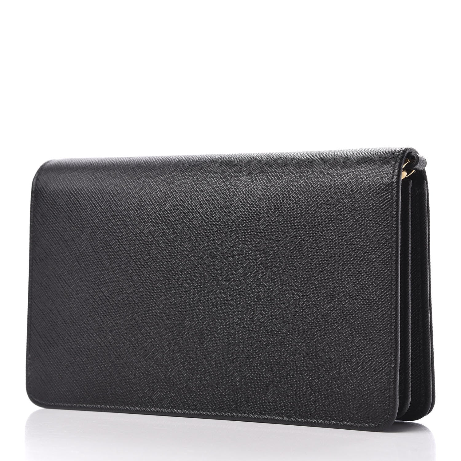 Prada Saffiano Lux Monochrome Chain Wallet Black 3 of 10