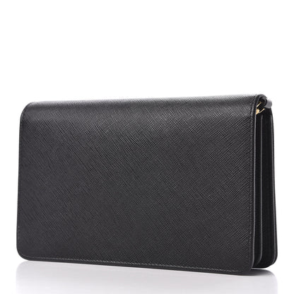 Prada Saffiano Lux Monochrome Chain Wallet Black 3 of 10