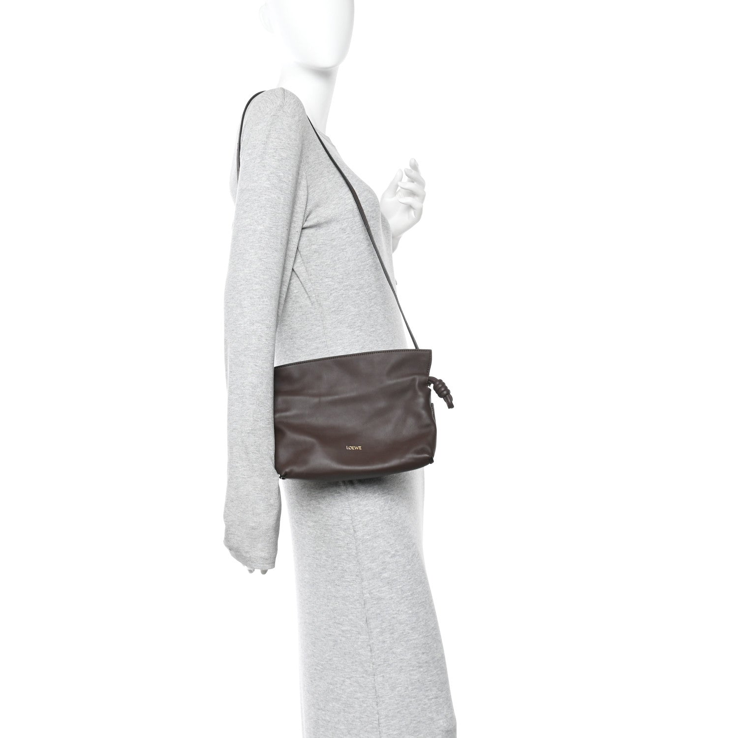 Loewe Calfskin Mini Flamenco Knot Bag Chocolate 2 of 14