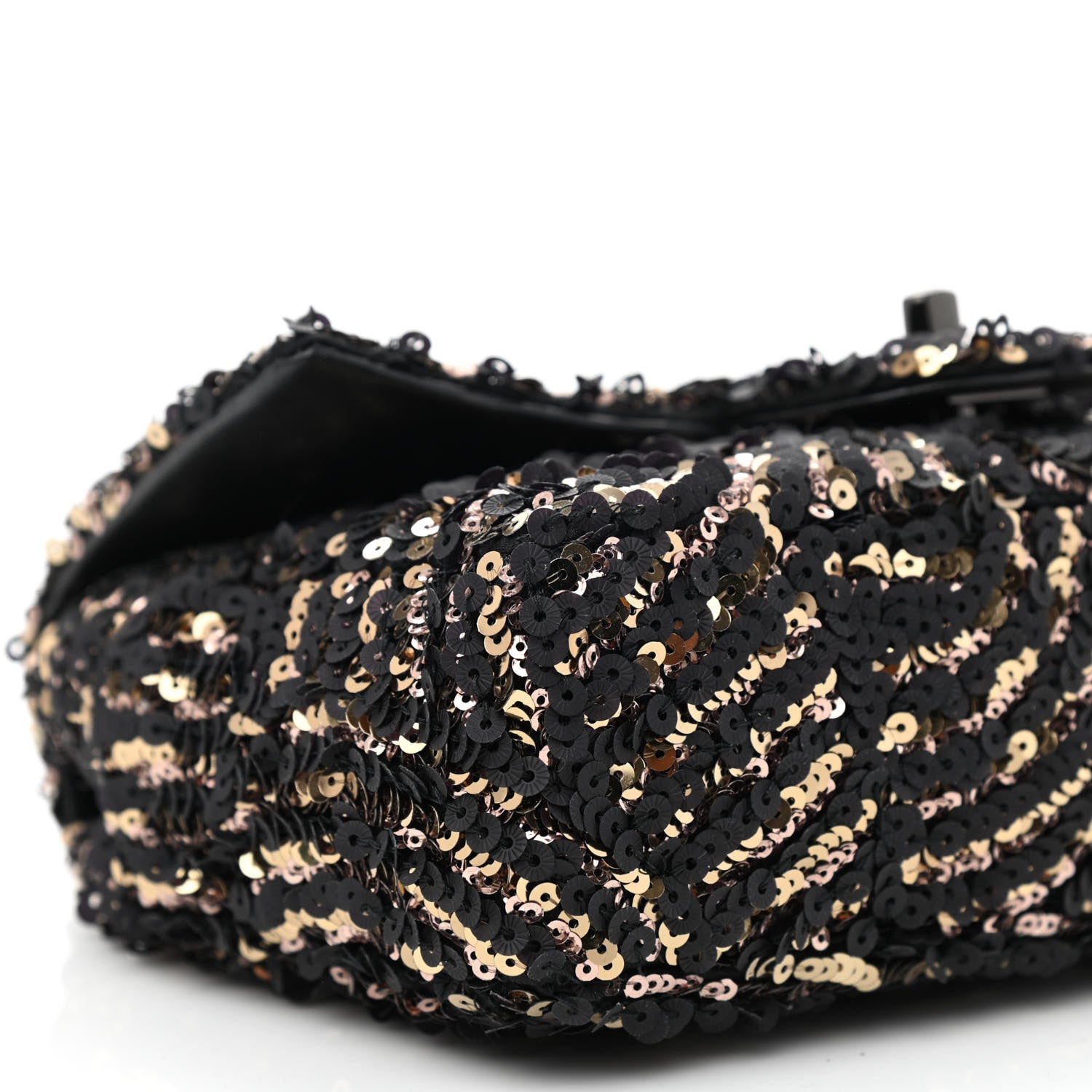 Chanel Sequin Mini Rectangular Flap Black Gold 9 of 10