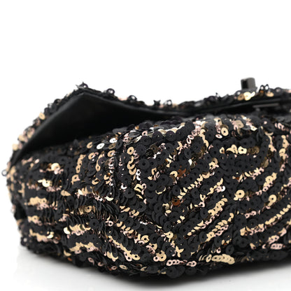 Chanel Sequin Mini Rectangular Flap Black Gold 9 of 10