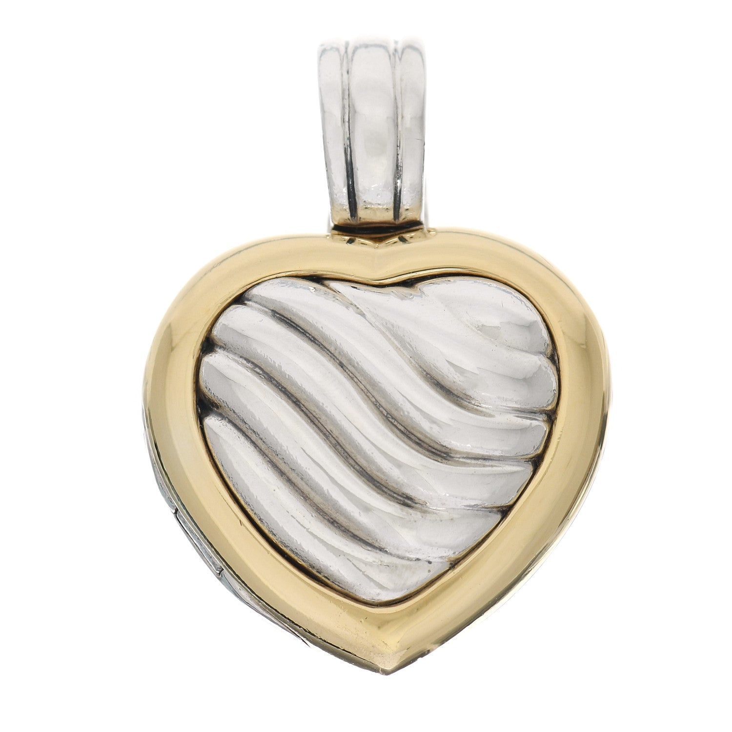 David Yurman Sterling Silver 18K Yellow Gold Cable Heart Locket Enhancer Pendant 1 of 5