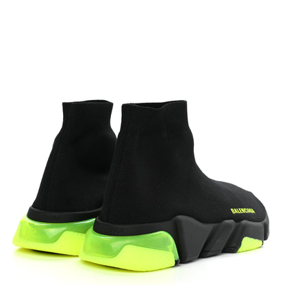 Balenciaga Neoprene Knit Mens Speed Clear Sole Sneakers 41 Black Yellow Fluo 4 of 8