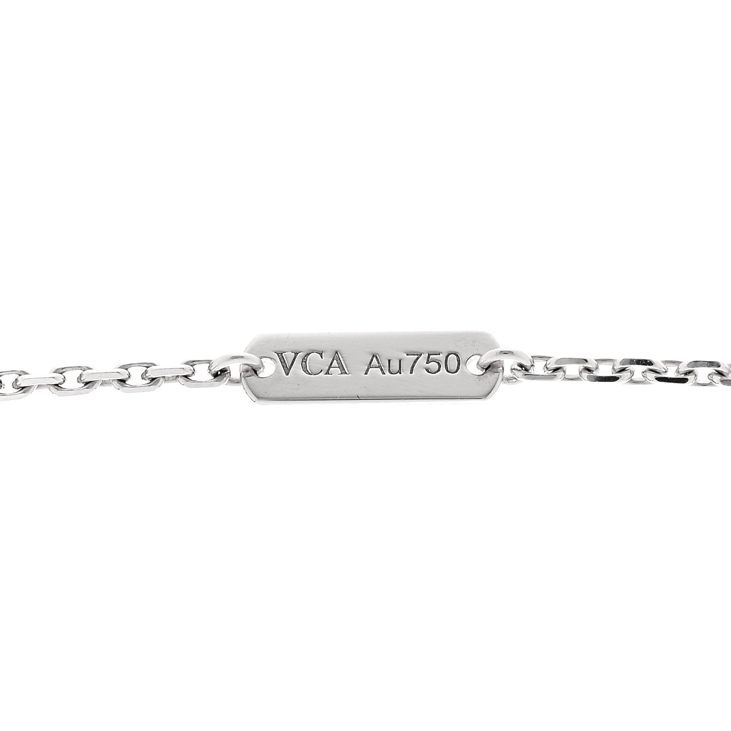 Van Cleef & Arpels 18K White Gold Diamond Guilloche Vintage Alhambra Pendant Necklace 5 of 7