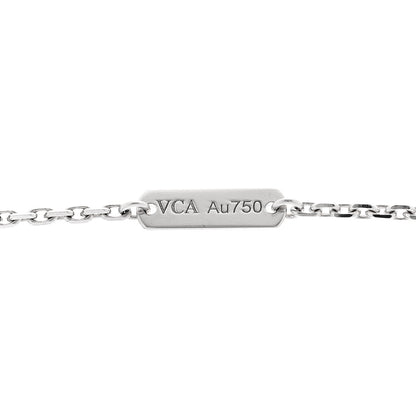 Van Cleef & Arpels 18K White Gold Diamond Guilloche Vintage Alhambra Pendant Necklace 5 of 7