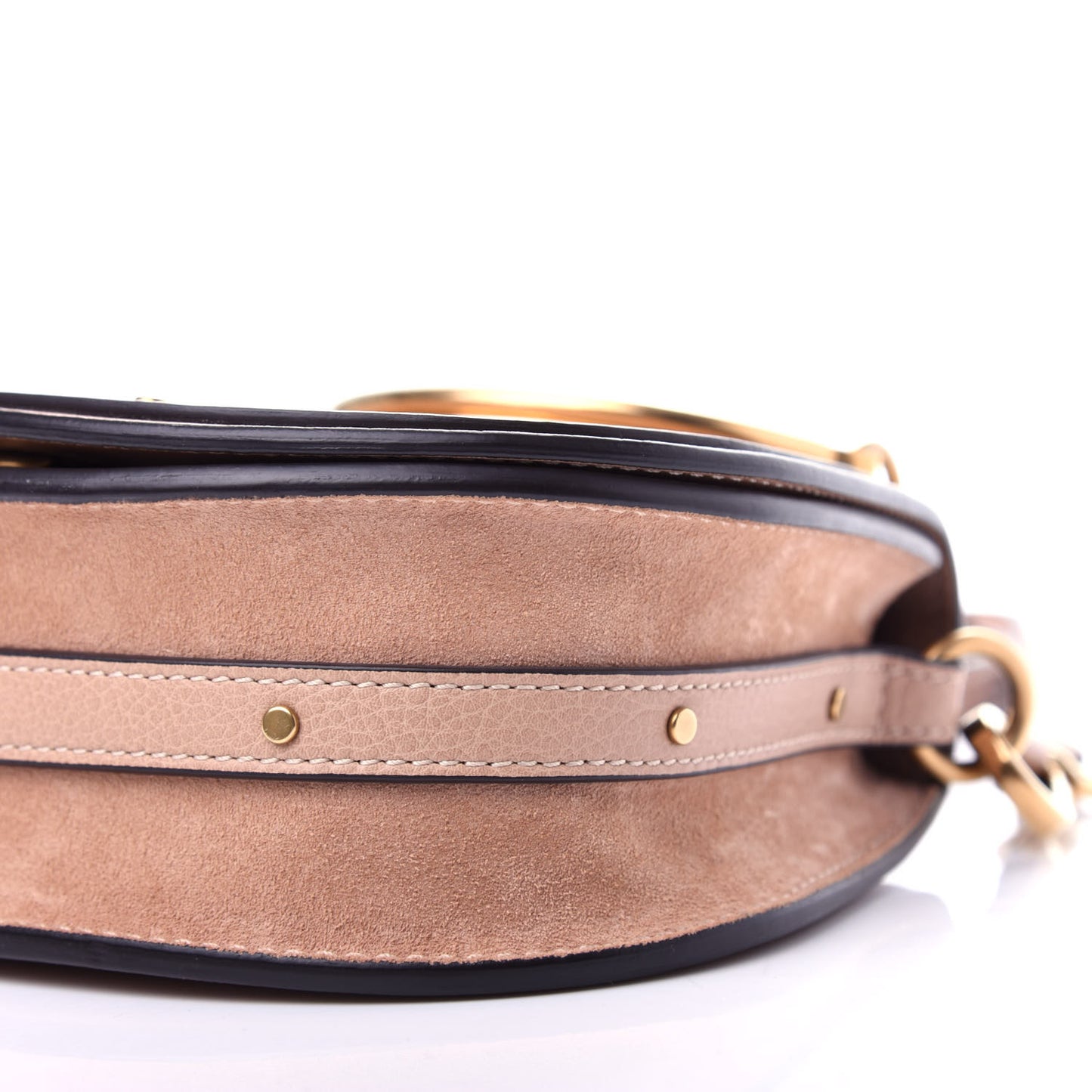 Calfskin Suede Small Nile Bracelet Bag Biscotti Beige