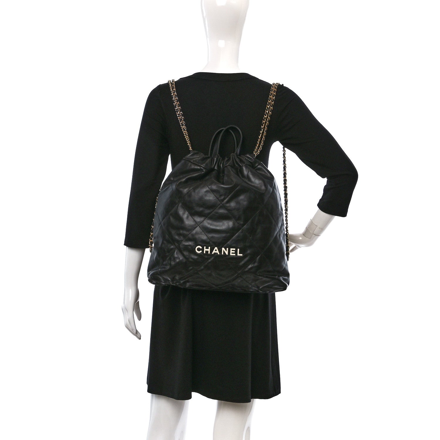 Chanel Shiny Calfskin Quilted Chanel 22 Backpack Black 2 of 11