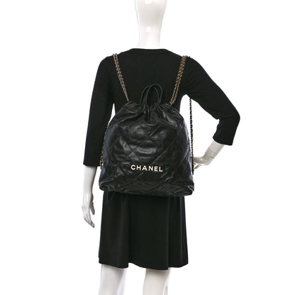 Chanel Shiny Calfskin Quilted Chanel 22 Backpack Black 2 of 11