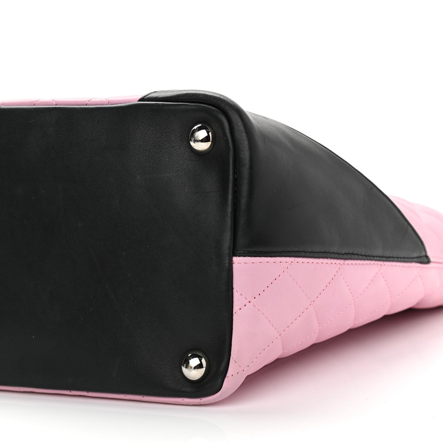 Calfskin Quilted Large Cambon Tote Pink Black