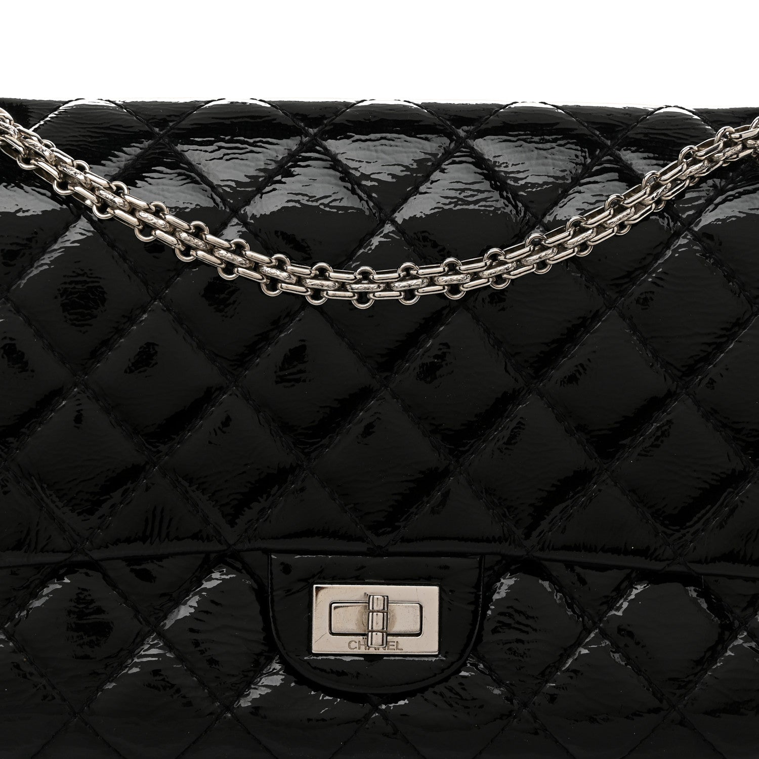 Chanel Distressed Patent Quilted 2.55 Reissue 226 Flap Black 8 of 10