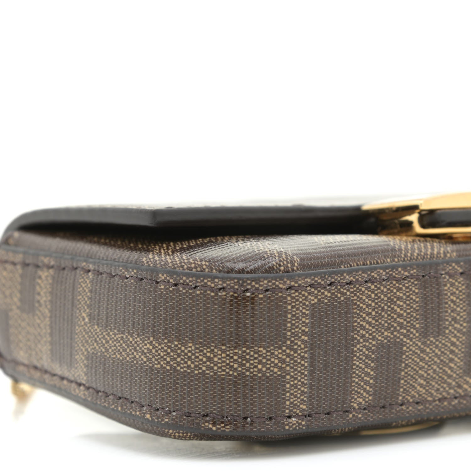 Fendi Glazed Fabric FF 1974 Nano Baguette Charm Mogano Panna 4 of 10