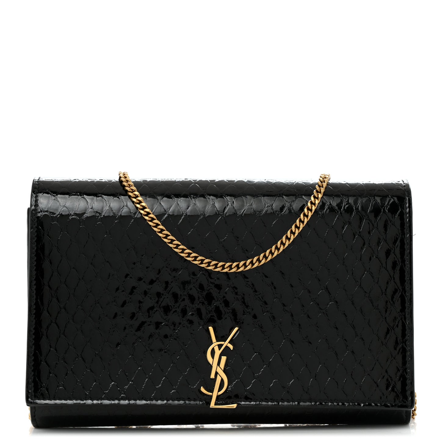 Embossed Monogram Chain Wallet Black