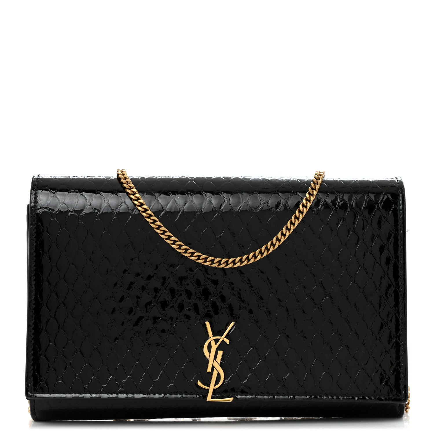 Saint Laurent Embossed Monogram Chain Wallet Black 1 of 15