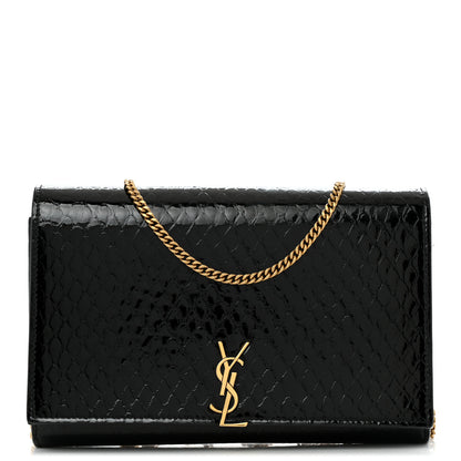Saint Laurent Embossed Monogram Chain Wallet Black 1 of 15