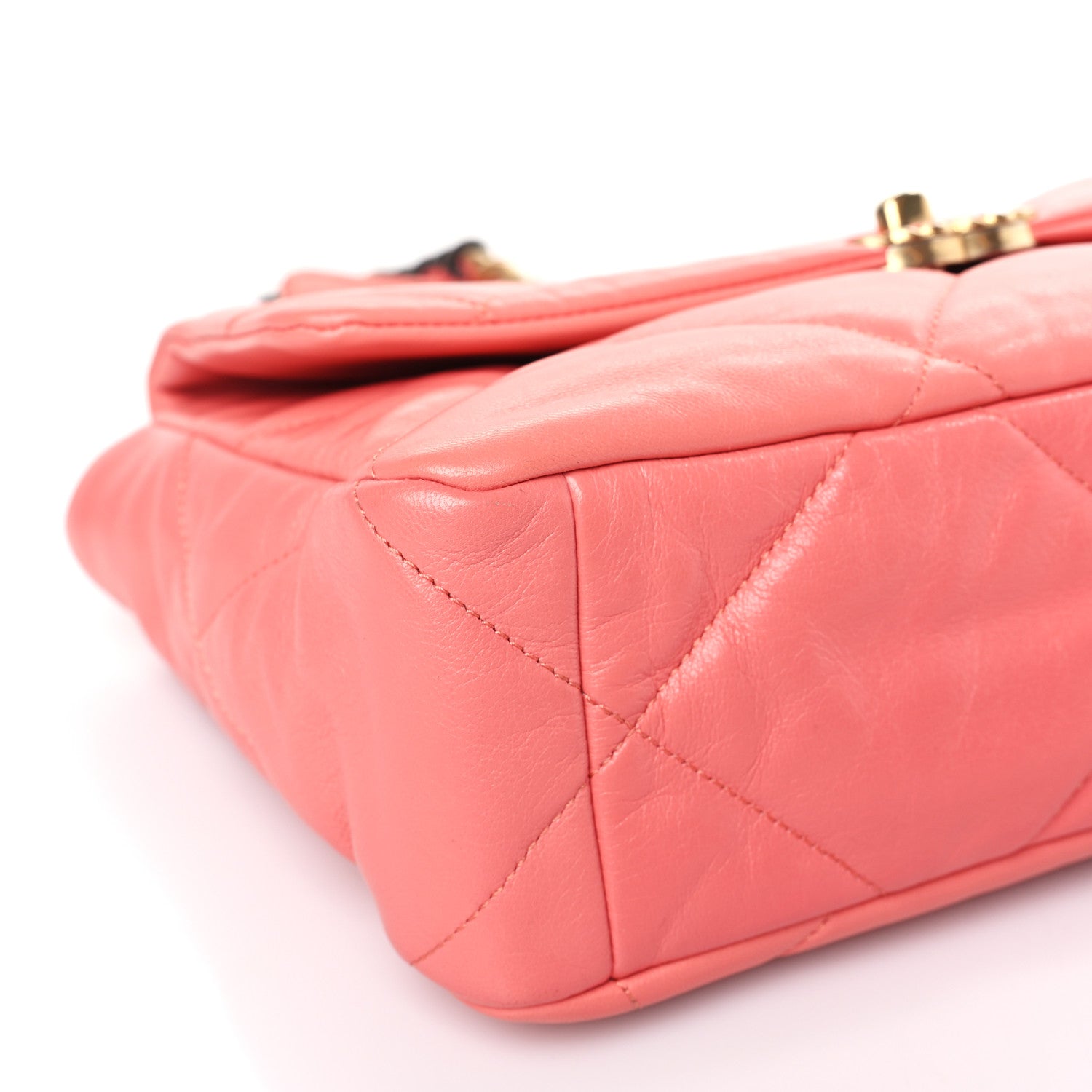 Chanel Goatskin Quilted Large Chanel 19 Flap Coral 8 of 9