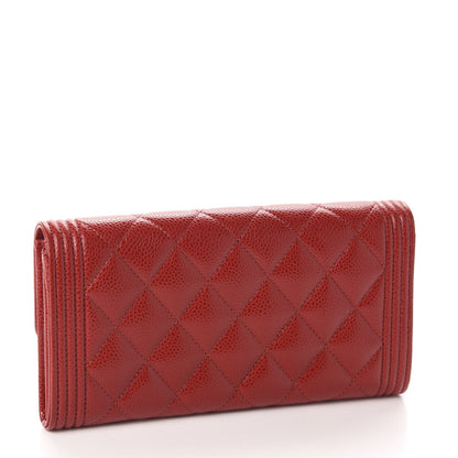 Chanel Caviar Quilted Large Boy Gusset Flap Wallet Red 3 of 8