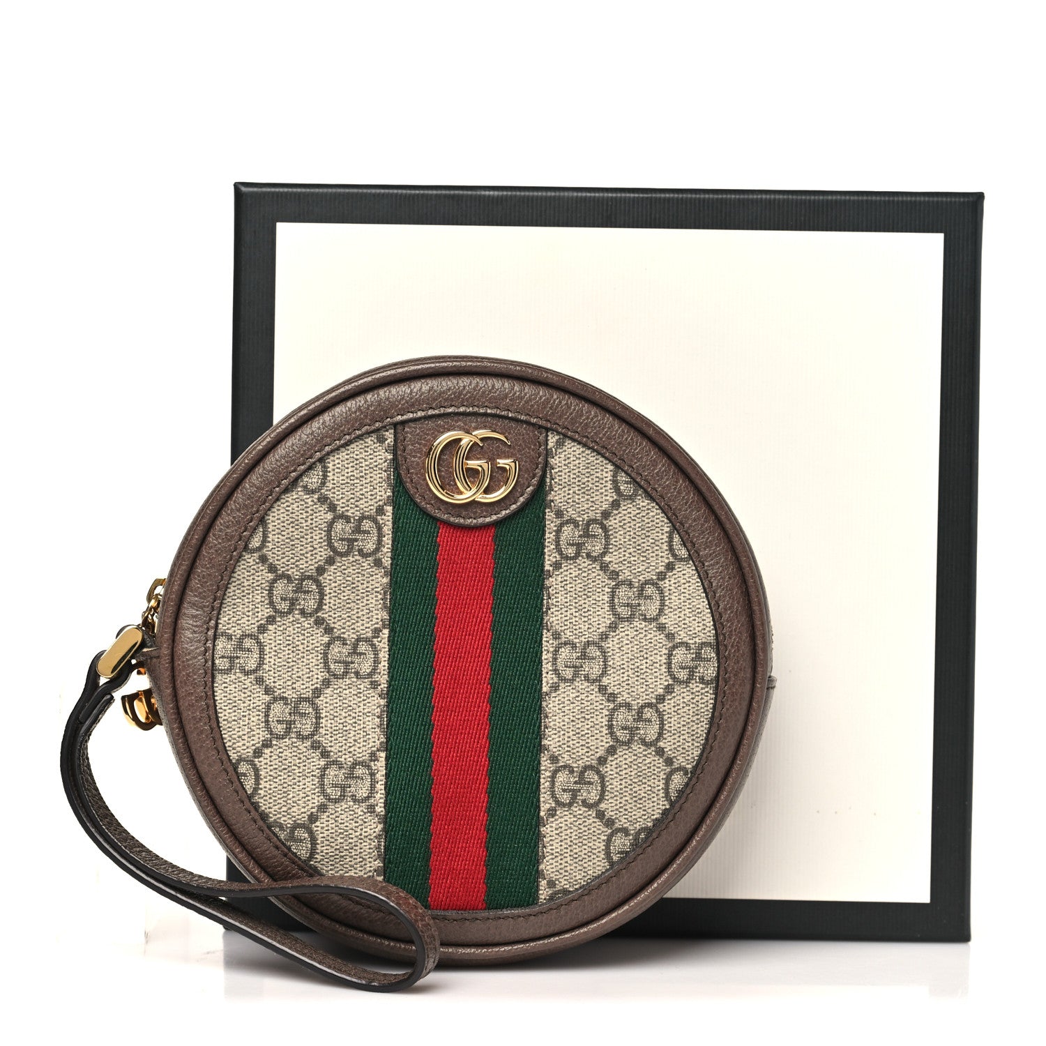 Gucci GG Supreme Monogram Web Ophidia Circle Wristlet Beige New Acero 11 of 11