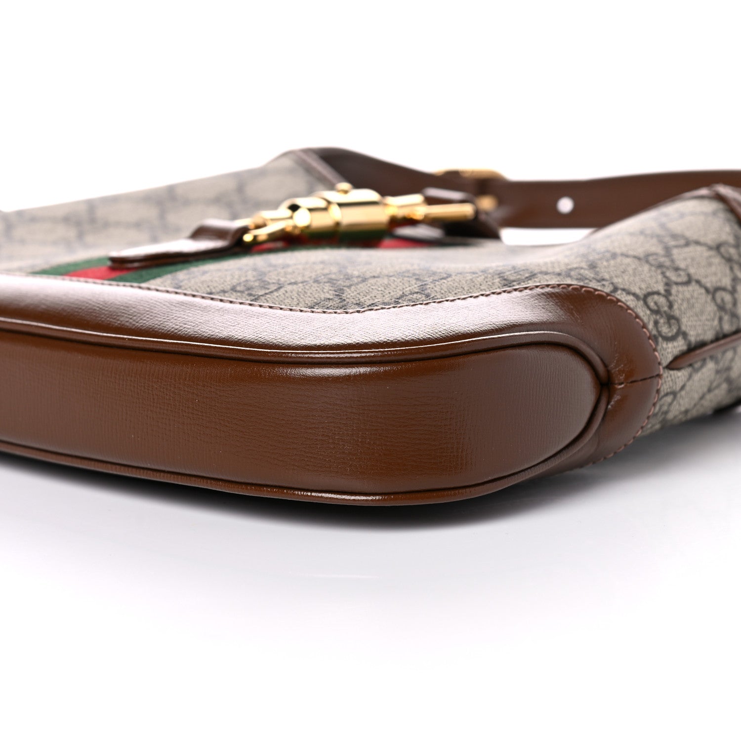 Gucci GG Supreme Monogram Azalea Calfskin Web Small Jackie 1961 Hobo Beige Ebony Brown Sugar 11 of 13