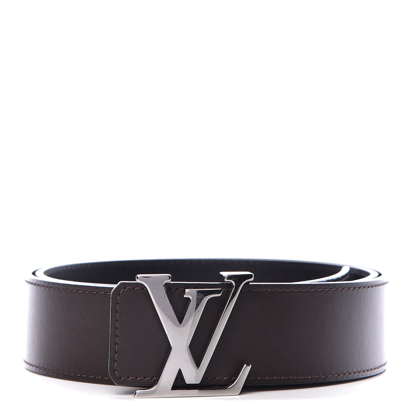 Calfskin 40mm LV Initiales Reversible Belt 95 38 Dark Brown Black