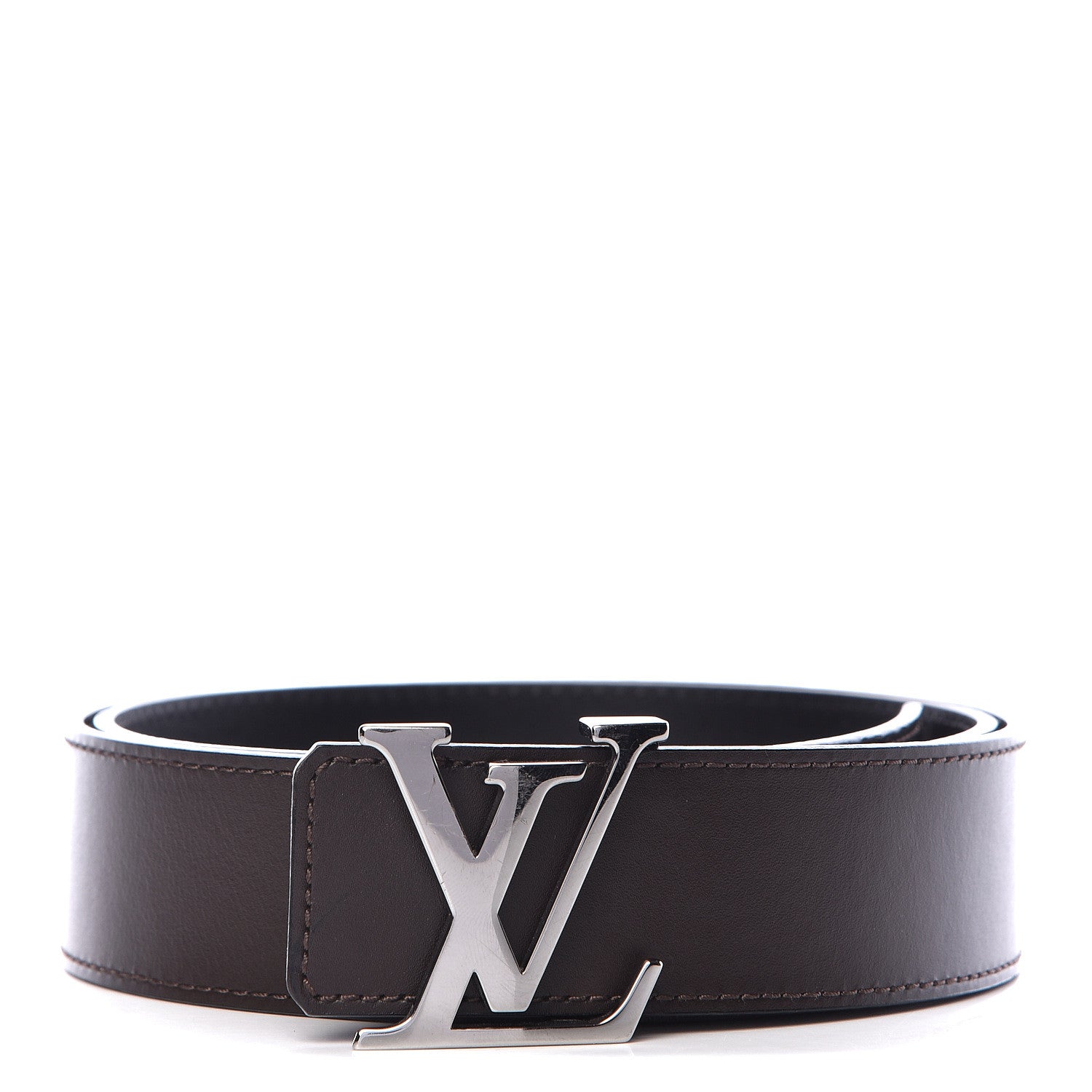 Louis Vuitton Calfskin 40mm LV Initiales Reversible Belt 95 38 Dark Brown Black 1 of 8
