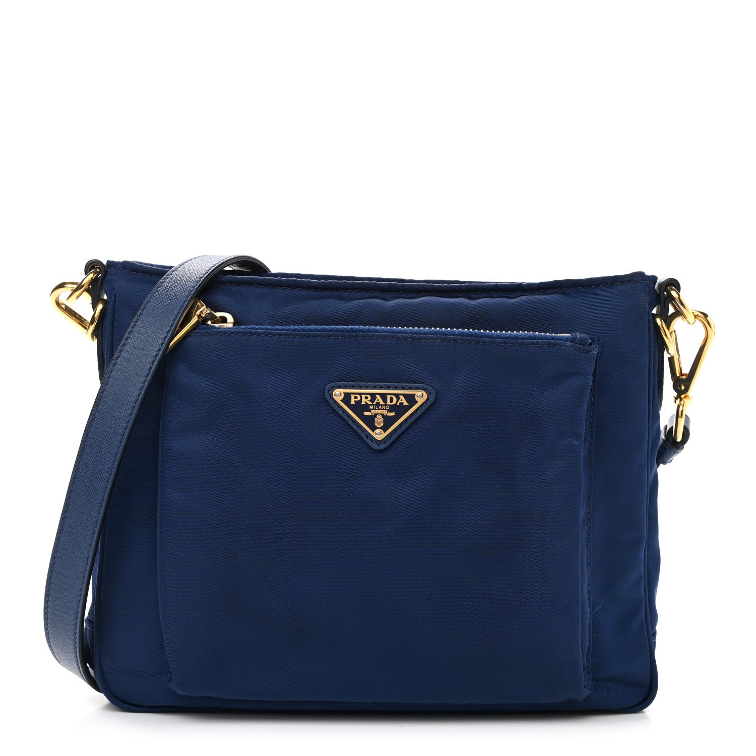 Prada Tessuto Nylon Saffiano Crossbody Bag Blue 1 of 9