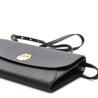 Christian Dior Grained Calfskin Medallion Envelope Pouch With Strap  Black Myosotis Blue 9 of 10