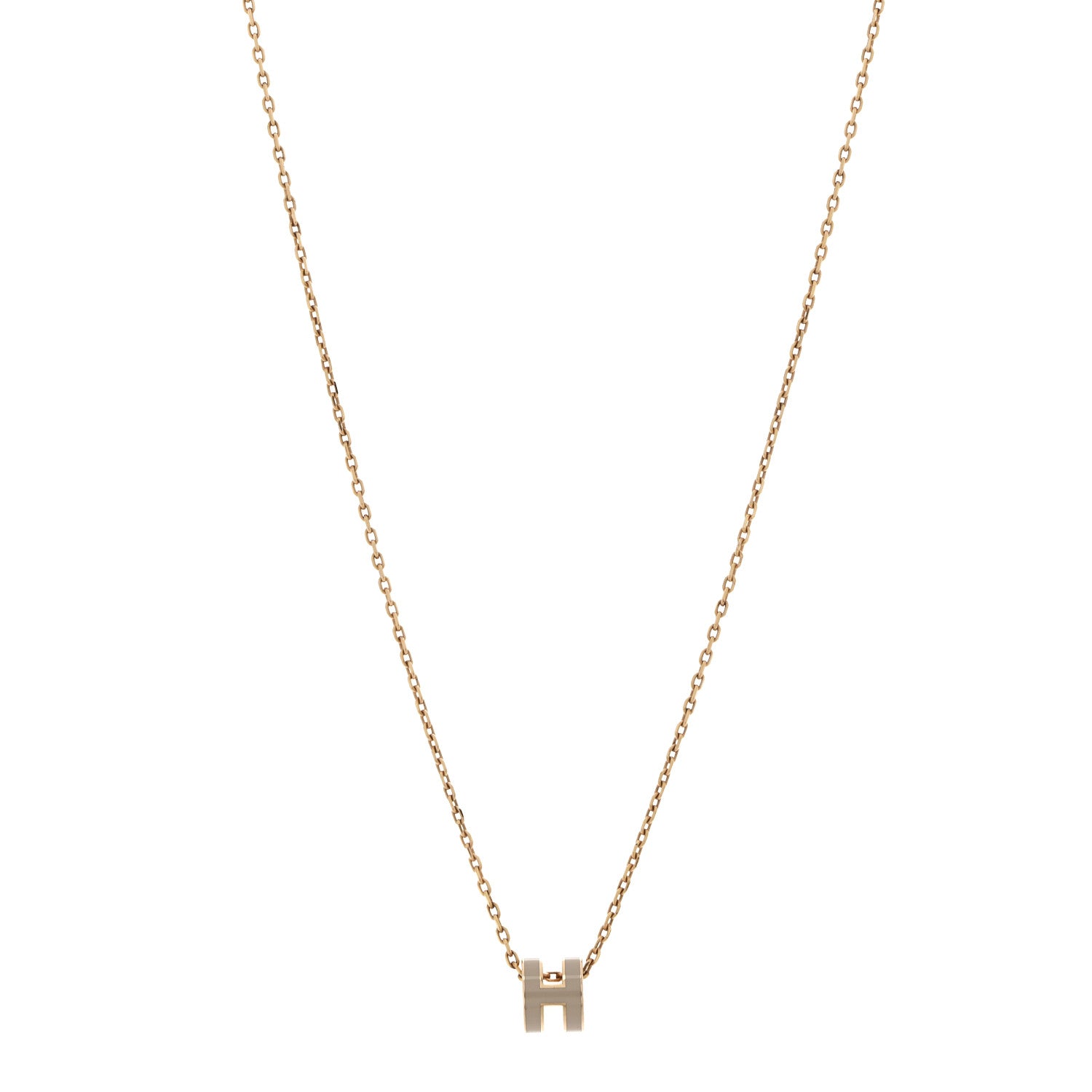 Hermes Lacquered Rose Gold Mini Pop H Pendant Necklace Marron Glace 1 of 7