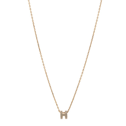 Hermes Lacquered Rose Gold Mini Pop H Pendant Necklace Marron Glace 1 of 7