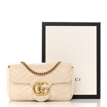 Gucci Calfskin Matelasse Super Mini GG Marmont Shoulder Bag White 23 of 23