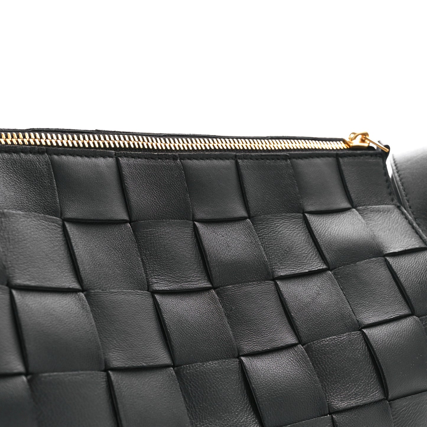 Lambskin Maxi Intrecciato Bowling Cassette Shoulder Bag Black