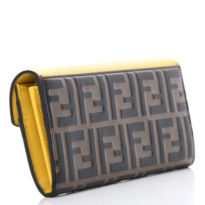 Fendi Vitello Cruise F is Fendi Bi-Color FF 1974 Embossed Continental Envelope Wallet Maya Black Sunflower 3 of 9