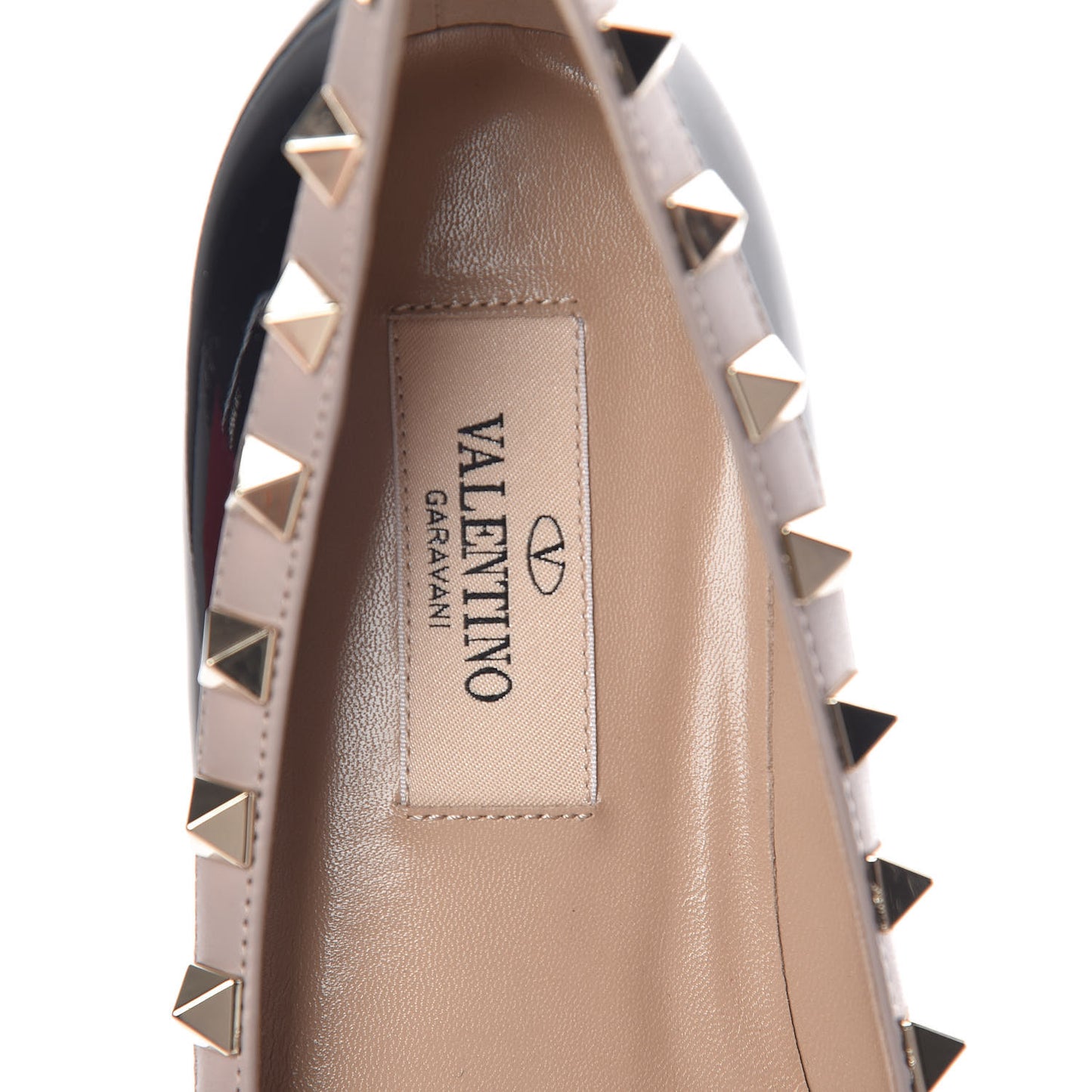 Patent Nappa Rockstud Ballerina Flats 35 Black Poudre