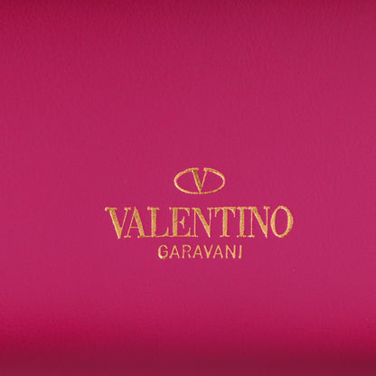 Valentino Garavani Vitello Bi-Color Small Rockstud Double Handle Tote Fuxia Black 6 of 8