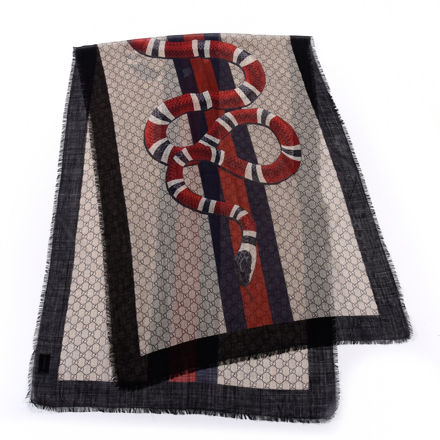 Wool Kingsnake Web Scarf Blue Red