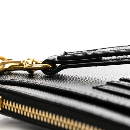 Saint Laurent Grain De Poudre Chevron Monogram Large Bill Pouch Black 8 of 9