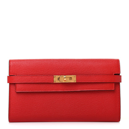 Hermes Chevre Mysore Kelly Longue Wallet Rouge Tomate 1 of 10