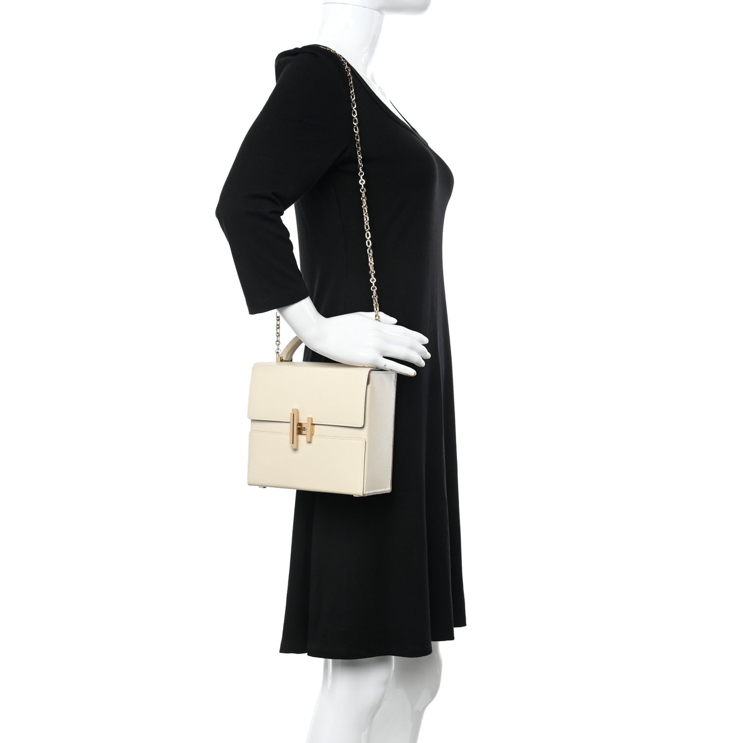 Epsom Cinhetic Boxy Top Handle Bag Craie