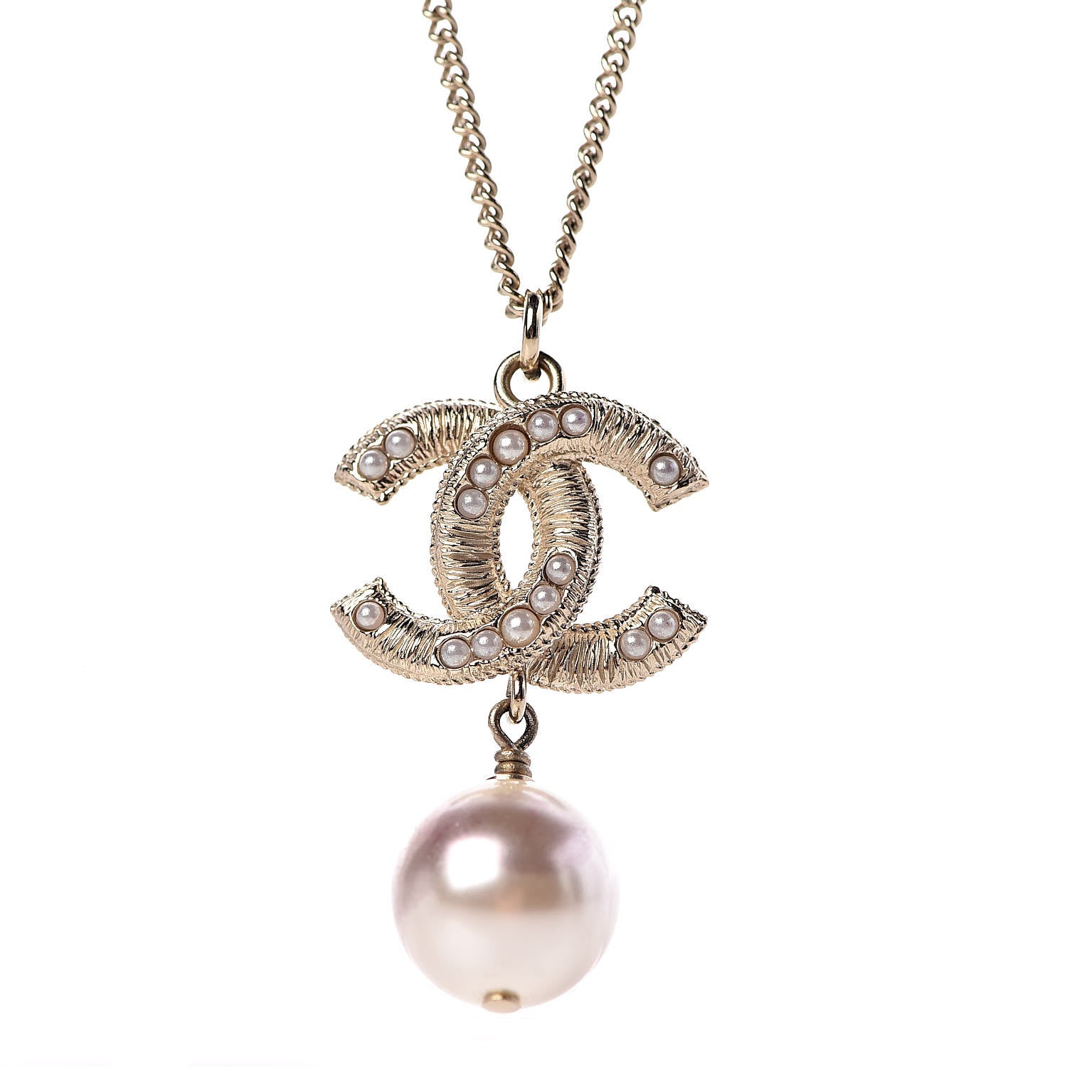 Chanel Pearl CC Drop Necklace Gold 4 of 5