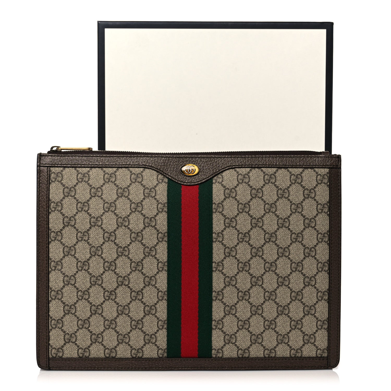 Gucci GG Supreme Monogram Web Ophidia Portfolio Pouch Beige New Acero 10 of 10