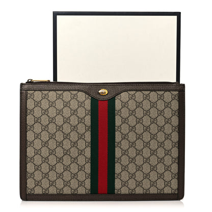 Gucci GG Supreme Monogram Web Ophidia Portfolio Pouch Beige New Acero 10 of 10