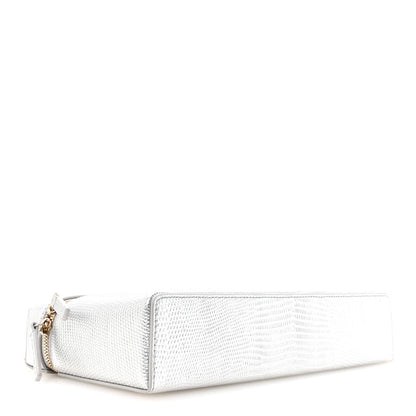 Chanel Lizard Embossed Calfskin Top Handle Slim Vanity With Chain Silvery 3 of 10