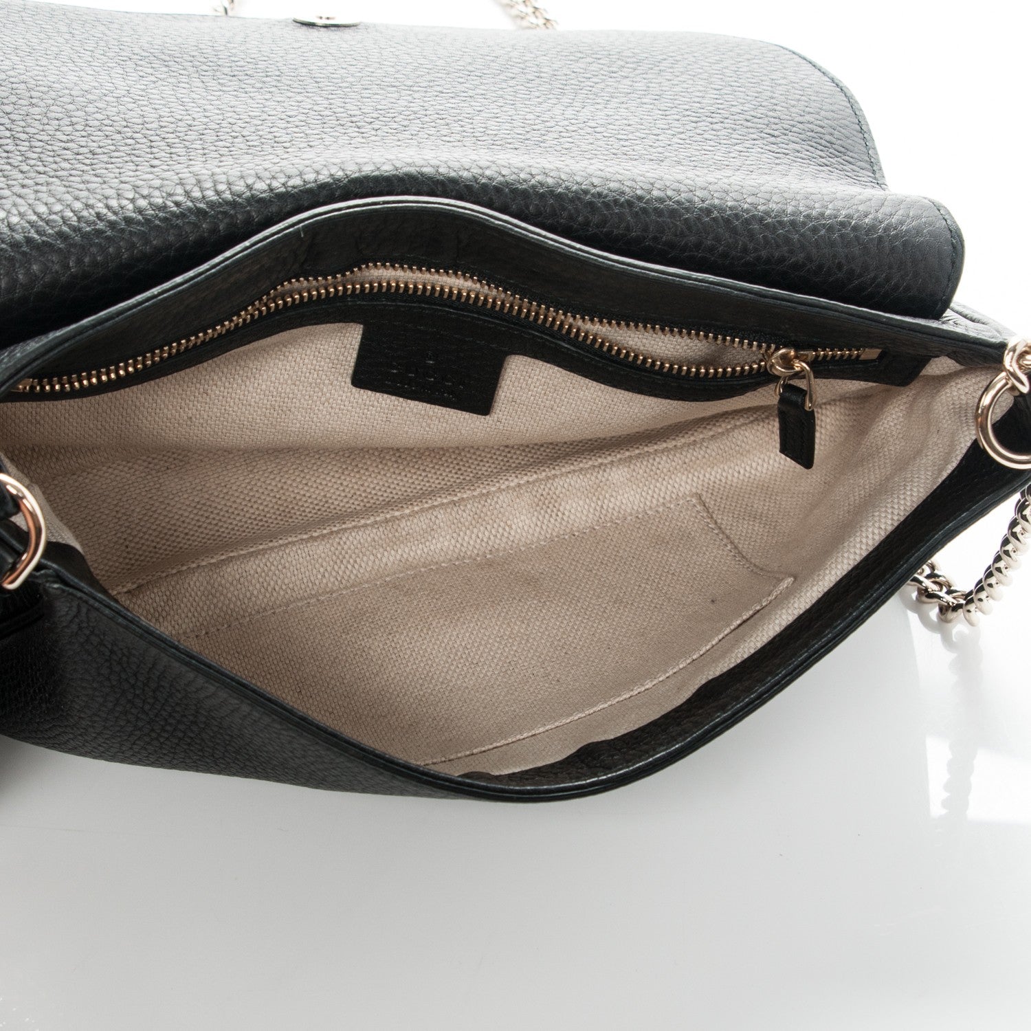 Gucci Pebbled Calfskin Medium Soho Flap Crossbody Black 5 of 7