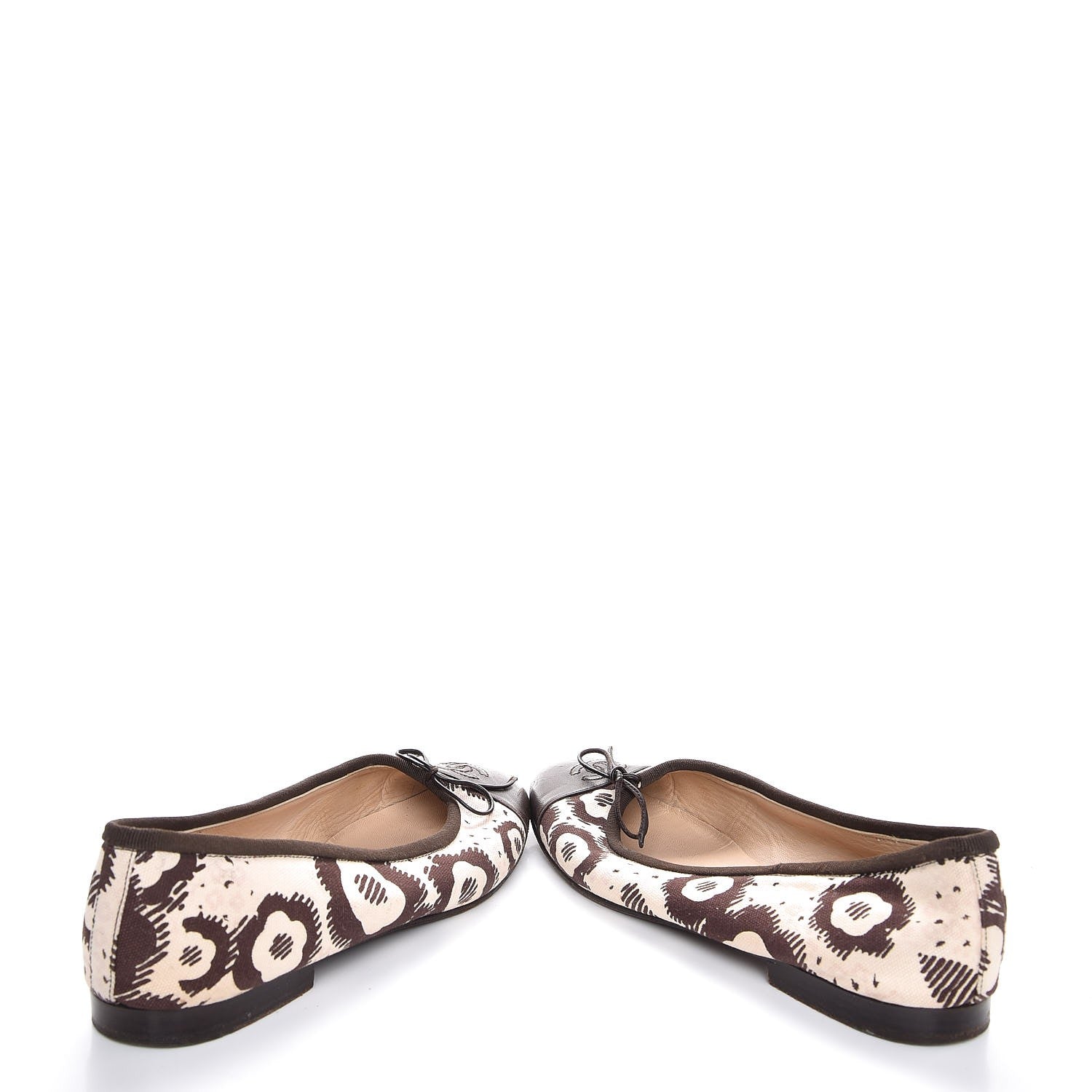 Chanel Lambskin Canvas Printed CC Cap Toe Ballerina Flats 39 Brown 6 of 9
