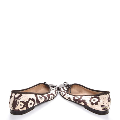 Chanel Lambskin Canvas Printed CC Cap Toe Ballerina Flats 39 Brown 6 of 9